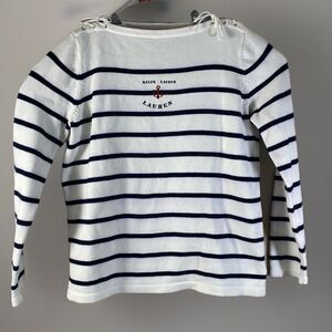 Lauren Ralph Lauren LRL Sweater White Stripe Cotton Knit Japan Women’s XL